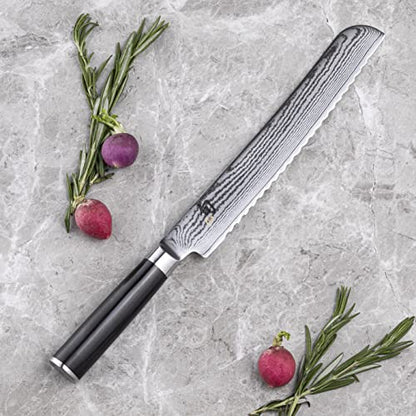  Cutlery Classic Bread Knife 9”, Long Serrations Glide Through Bread, Ideal For Cakes And Pastries, Authentic, Handcrafted, Japanese Serrated Kitchen Knife