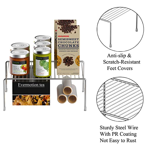  GEDLIRE Kitchen Cabinet Shelf Rack Organizers 2 Pack, Medium (13 X 9.4 Inch) Steel Metal Frame Freezer Wire Storage Shelf Rack, Cupboard Plate Dish Organizer Rack Counter & Pantry Organization, Chrome