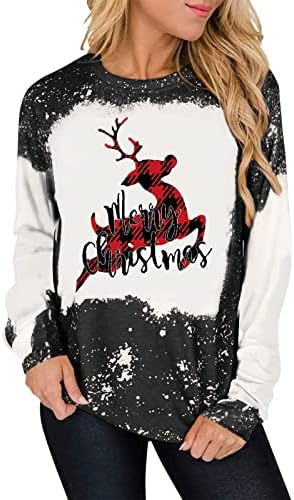  Pullover Sweatshirts For Women Fall Crew Neck Sweatshirts Long Sleeve Christmas Print Fashion Pullover Top Fall Clothes