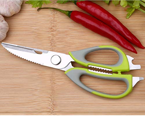  Kitchen Shears, Heavy Duty Stainless Steel Multi-function Kitchen Scissors Detachable(Green)