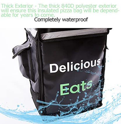  Maxer Insulated Food Delivery Backpack, 13.78" L X 9.85" W X 18.5" H Insulated Cooler Bag, Portable Pizza Delivery Thermal Backpack, Water Resistant Commercial Grade Food Delivery Bag (Black)