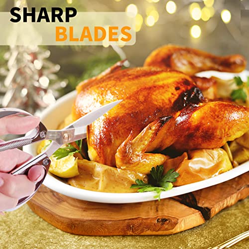  Kitchen Shears, Stainless Steel Duty Kitchen Shears For Chicken, Beefs, Poultry, Fish, Meat, Vegetables, Stainless Steel Scissors With Non-Slip Easy Grip Handles For House Daily Use