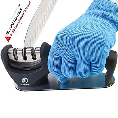  Knife Sharpener For Straight Knives - 3 Stage Diamond Coated Sharpening Wheel System