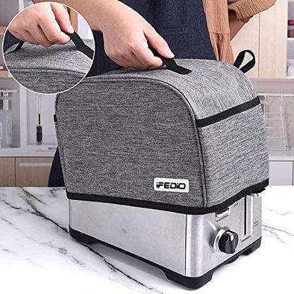  2 Slice Toaster Cover With Two Pockets For Storing Knife,Grey