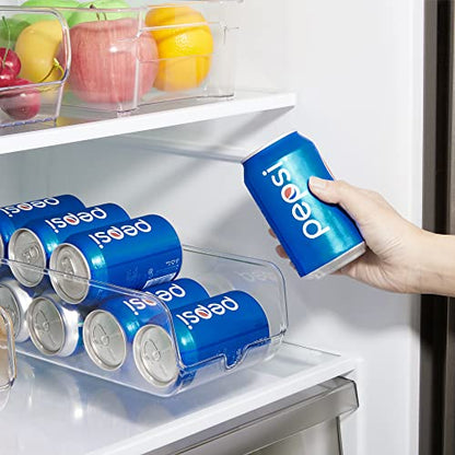  Vtopmart 6 Pack Soda Can Organizer For Refrigerator, Fridge Organizer Bins For Freezer, Kitchen, Pantry, Countertops, Cabinets, Clear Plastic Beverage & Canned Food Dispenser