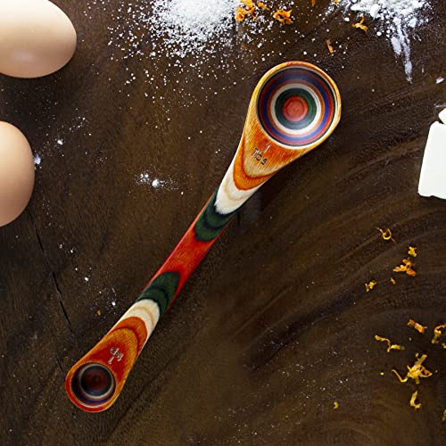  Ique Marrakesh Collection 2 In 1 Wooden Measuring Spoon With Tablespoon And Teaspoon Measurements