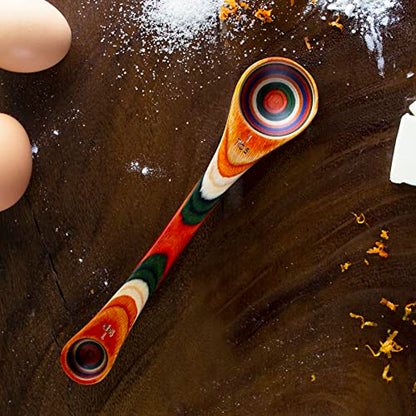  Ique Marrakesh Collection 2 In 1 Wooden Measuring Spoon With Tablespoon And Teaspoon Measurements