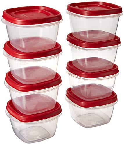 Rubbermaid 7J60 Easy Find Lid Square 2-Cup Food Storage (Pack Of 8 Containers)