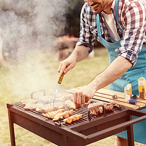  4pcs Meat Forks Stainless Steel Carving Fork With Wooden Handle Barbecue Fork For Cooking Kitchen