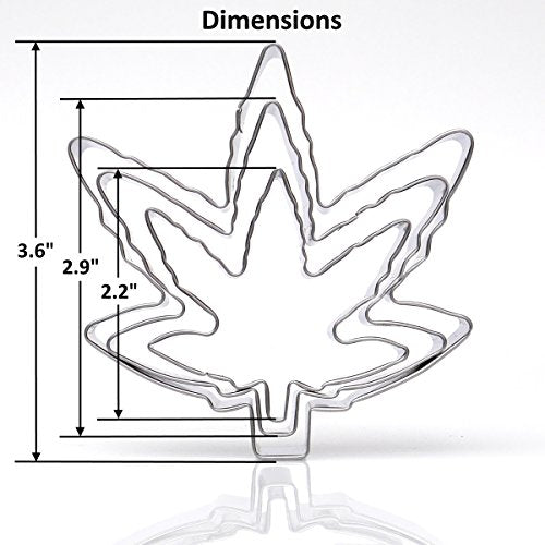  Marijuana Cannabis Shaped (Pot Leaf), Sweet Cookie Crumbs Cookie Cutter Set, 3 Piece, Stainless Steel, Dishwasher Safe