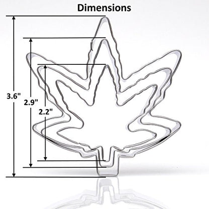  Marijuana Cannabis Shaped (Pot Leaf), Sweet Cookie Crumbs Cookie Cutter Set, 3 Piece, Stainless Steel, Dishwasher Safe