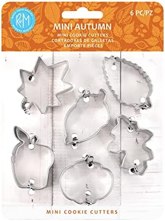  Autumn Leaf Cookie Cutters, Acorn, Pumpkin, Oak, Maple, Aspen, Apple, 6-Piece Set In Gift Tin