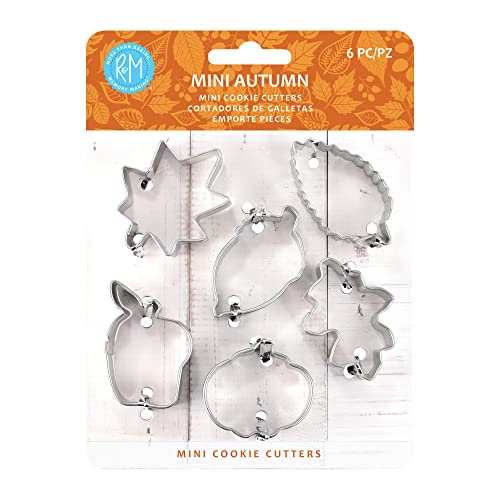  Autumn Leaf Cookie Cutters, Acorn, Pumpkin, Oak, Maple, Aspen, Apple, 6-Piece Set In Gift Tin