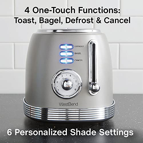  Toaster 2 Slice Retro-Styled Stainless Steel With 4 Functions And 6 Shade Settings, 850-Watts, Gray