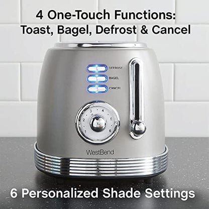  Toaster 2 Slice Retro-Styled Stainless Steel With 4 Functions And 6 Shade Settings, 850-Watts, Gray
