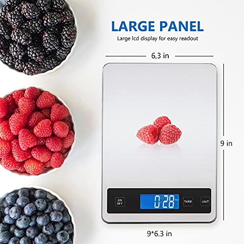  Digital Food Scale 33LB/15KG High Capacity, Accurate Weighing, Stainless Steel Electronic Kitchen Scale (Cooking/Baking/Meat/Coffee).