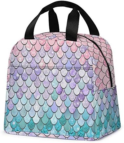  Lunch Bag, Cute Kids Reusable Cooler Lunch Tote Bag Insulated Leakproof Lunch Box Container With Front Pocket For Girls Boys School Work Picnic (Teal Cat)