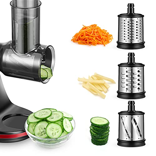  MZCHEF Slow Masticating Juicer Bundled With Slicer Shredder Attachments, Cold Press Juicer With Silent Motor And Reverse Function,3 Interchangeable Blades For Juicing And Shredding Cheese