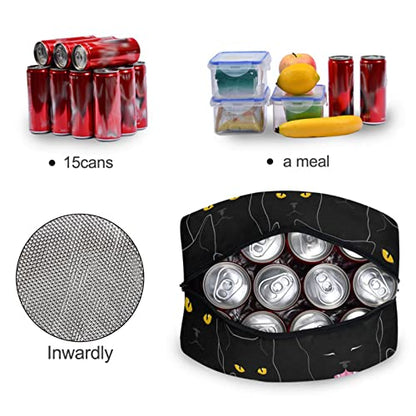  Cat Lunch Bag For Women Cute Reusable Tote Bag Cooler Black Insulated Lunch Box For School Office Picnic Kids Adults Children