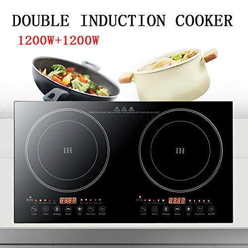  2400W Double Induction Cooktop 110V Digital Induction Cooker Dual Burner Portable Countertop Burner