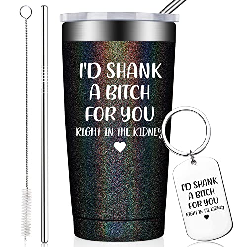  Best Friend Gift For Women - Funny Friendship Birthday Gifts For Friends Female, Bestie, BFF - Sister Gifts From Sister - 20oz Vacuum Insulated Wine Tumbler With Keychain