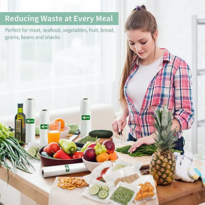  Mozing Vacuum Sealer Bags, Commercial Grade Food Seal Bag Rolls, Meal Saver Bags For Storage Or Sous Vide, 5 Pack 1 Roll 5.9" X 11', 1 Roll 6.7" X 11', 1 Roll 7.9" X 11', 1 Roll 9.8" X 11' And 1 Roll 11" X 11' (5 Rolls)