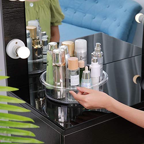  OPAY 2 Pack Plastic Lazy Susan Turntable Food Storage Container, 10 Inch Clear Rotating Turntable Organizer For Spices, Condiments, Cosmetics, Nail Polish, Shaving Kit, Hair Spray, Cabinet