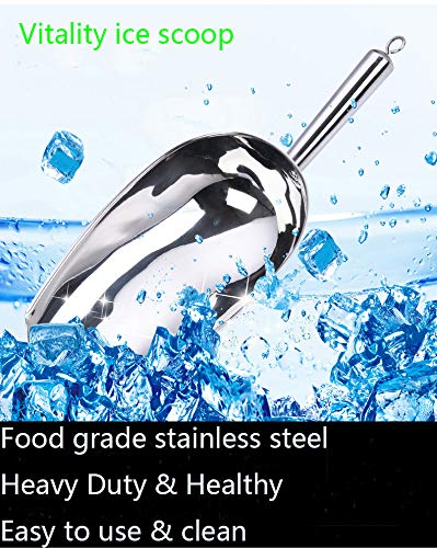  Stainless Steel Ice Scoop 12oz, 11 Inch Medium Metal Food Scoops For Kitchen Party Bar Wedding, Durable & Heavy Duty, Dishwasher Safe.