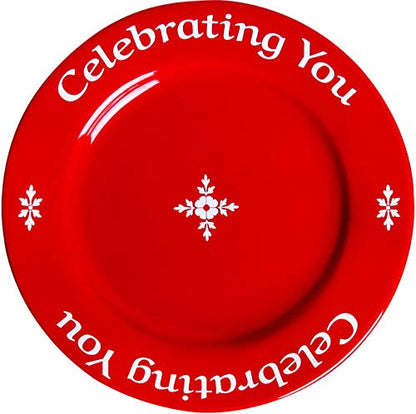  Celebrating You Red Plate In Custom Gift Box. Birthday Plate, Mother’s Day, Wedding, Anniversary, Holiday Gift, Red Dinner Plate, Quality Personalized Special Red Plate Microwave & Dishwasher Safe