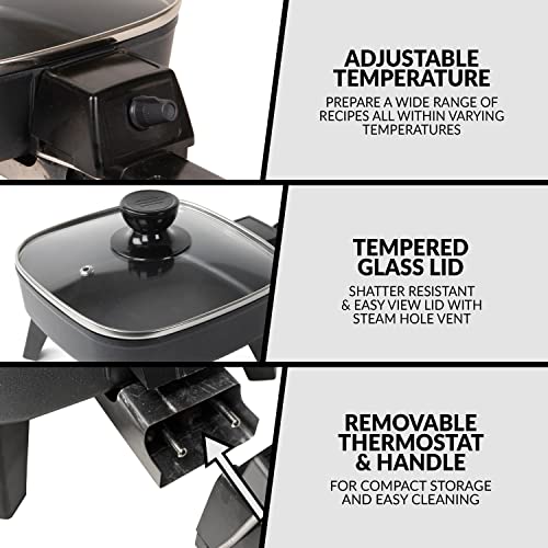  Craft 7-Inch Electric Non-Stick Skillet, Adjustable Temperature Control, Cool-Touch Handle With Tempered Glass Lid, Perfect For Healthy Keto & Low-Carb Diets, Rice Bowls, & Eggs