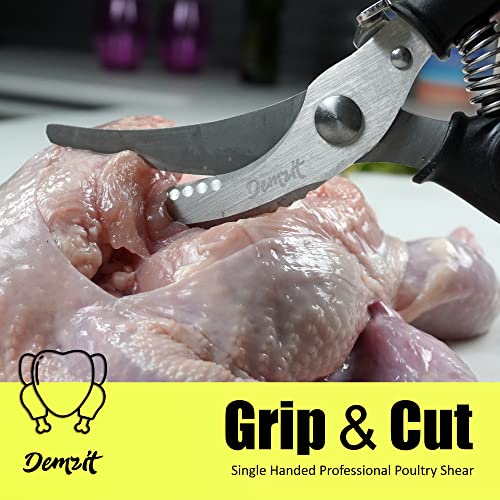  Poultry Shears, Heavy Duty Kitchen Scissors - Rust Proof Bone Cutting Scissors For Cutting Chicken & Chopping Vegetables - Chicken Meat Shears For Professionals - Black