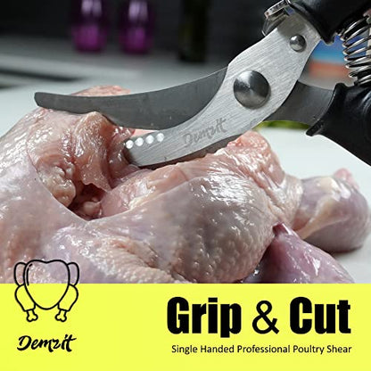  Poultry Shears, Heavy Duty Kitchen Scissors - Rust Proof Bone Cutting Scissors For Cutting Chicken & Chopping Vegetables - Chicken Meat Shears For Professionals - Black