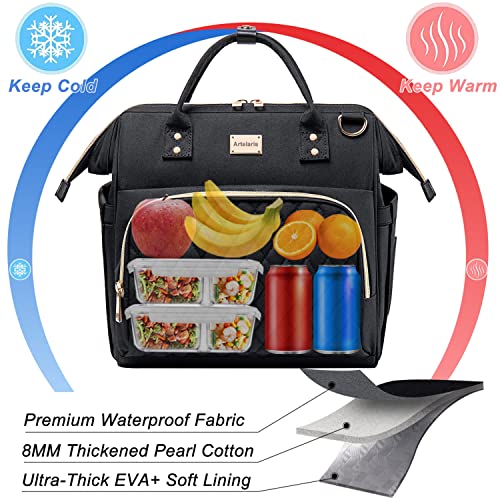 Women's Lunch Bag, Insulated Lunch Box Women For Work, Adults Large Lunch Tote, Leakproof Cooler Reusable Lunch Bag With Side Pockets & Shoulder Strap, Lunch Purse, Picnic Designer