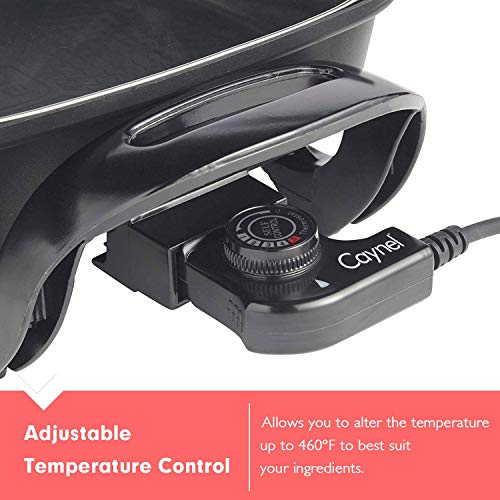  Aynel 12 X 12 Inch Nonstick Ceramic Electric Skillet With Glass Lid, Aluminum Body, 1400-Watts, Adjustable Temperature Controller Goes Up To 460 Degrees For Fry, Bake, Steam Or Simmer, Easy To Clean