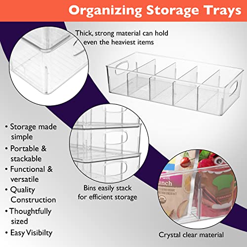  Plastic Pantry Organization And Storage Bins With Removable Dividers – XL Perfect Kitchen Organization Or Kitchen Storage – Refrigerator Organizer Bins, Cabinet Organizers, 2 Pack