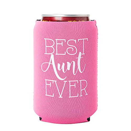  Best Aunt And Uncle Ever Can Coolers, Set Of 2, 1 Pink And 1 Navy Blue Beer Can Coolies, New Aunt Gifts, Novelty Can Cooler, Perfect Birthday, Gender Reveal Gift, Baby Announcement (Aunt And Uncle)