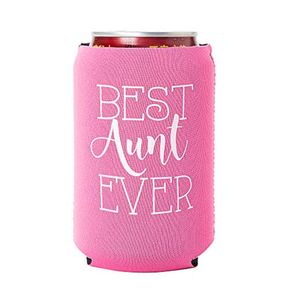 Best Aunt And Uncle Ever Can Coolers, Set Of 2, 1 Pink And 1 Navy Blue Beer Can Coolies, New Aunt Gifts, Novelty Can Cooler, Perfect Birthday, Gender Reveal Gift, Baby Announcement (Aunt And Uncle)