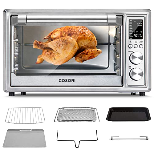  Air Fryer Toaster Oven, 12-in-1 Convection Oven Countertop With Rotisserie, Stainless Steel 32QT/32L, 6-Slice Toast, 13-inch Pizza,100 Recipes, Basket, Tray(6 Accessories)Included, CO130-AO