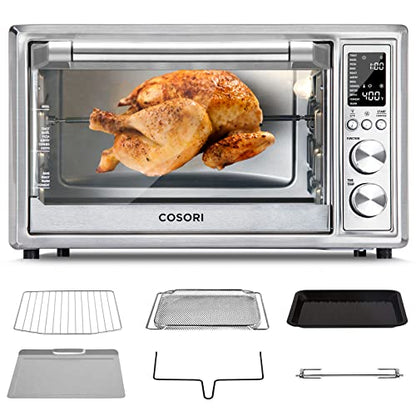  Air Fryer Toaster Oven, 12-in-1 Convection Oven Countertop With Rotisserie, Stainless Steel 32QT/32L, 6-Slice Toast, 13-inch Pizza,100 Recipes, Basket, Tray(6 Accessories)Included, CO130-AO