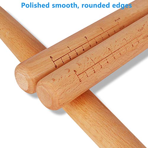  Rolling Pin - Dough Roller 17 3/5 Inch By 1-3/8 Inch, Professional Wood Rolling Pin For Baking Pizza, Clay, Pasta, Cookies, Dumpling
