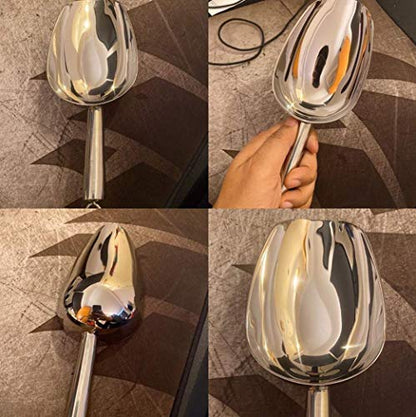 Stainless Steel Scoop For Ice, 9.6 Inch Metal Food Scoop Kitchen Bar Party Wedding Heavy Duty Dishwasher Safe - 8 Oz