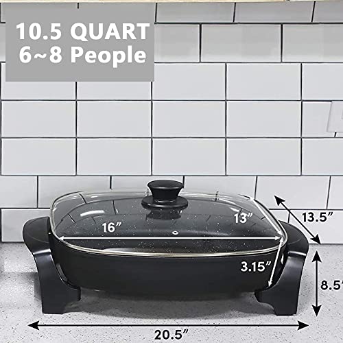 GENERIC Extra Deep Non-stick Electric Skillet Scratch Resistant, Serves 6 To 8 People (10.5Qt.)