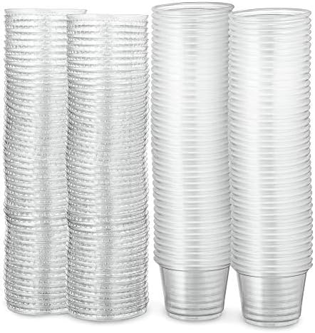  Portion Cup Combo 100 Pack - 1 Oz Cups With Lids, Leak-Proof And Stackable Souffle Cups, Jello Shot Cups, Condiment Cups