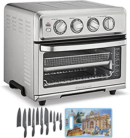  TOA-70 AirFryer Toaster Oven With Grill Stainless Steel Bundle With Cuisinart 12 Piece Ceramic Coated Cutlery Set Matte Black And Cuisinart 3D City Collection Rome Cutting Board