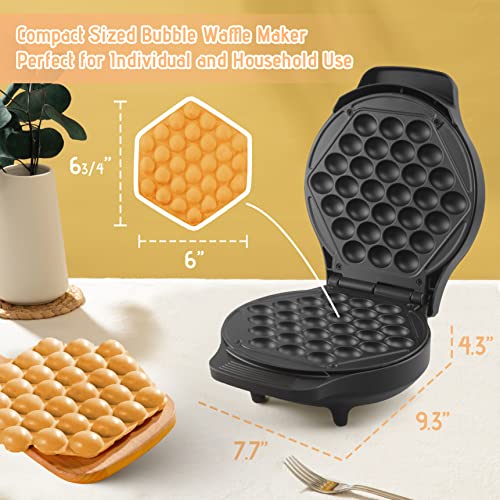  Compact Bubble Waffle Maker Machine With 10 Cardboard Cones, Electric Non Stick Hong Kong Egg Waffle Maker Iron, Recipe Included