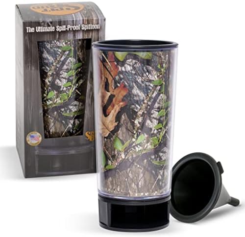  Ossy Oak Shadow Grass Blades By Spit Bud - The Ultimate Spittoon For Chew - Portable Dip & Snuff Cup With Lid, Pop Tab, Spill-Proof Funnel, Can Cutter & Holder - Fit In Cup Holders - Holds 8oz - Made In USA