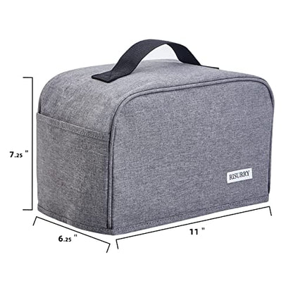  Toaster Dust Cover With 2 Pockets And Top Handle, Compatible With Cuisinart 2 Slice Toaster, Dust And Fingerprint Protection, Machine Washable, Grey