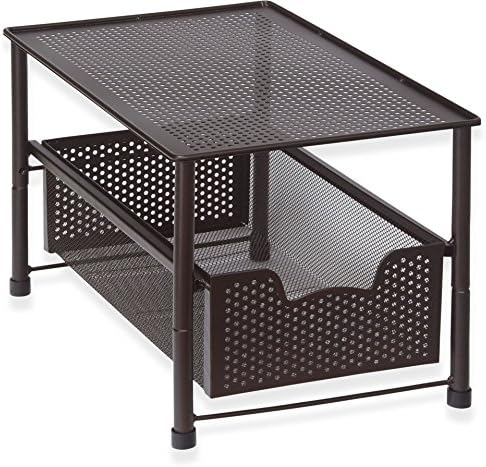  Tackable Under Sink Cabinet Sliding Basket Organizer Drawer, White