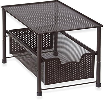  Tackable Under Sink Cabinet Sliding Basket Organizer Drawer, White