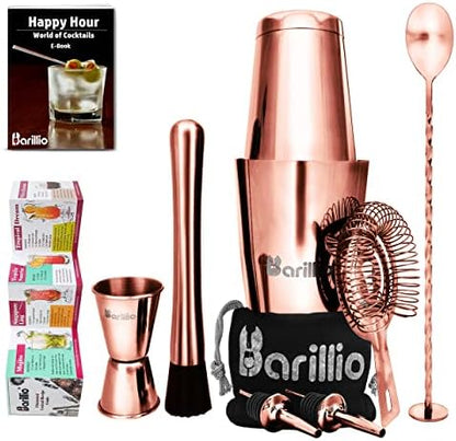  Ston Shaker Cocktail Shaker Set | Professional Bartender Kit With Weighted Martini Mixer, Hawthorne Strainer, Jigger, Mojito Muddler, Mixing Spoon & 2 Liquor Pourers……